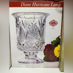 Diane Hurricane Vase Candle Holder Shannon Lead Crystal 24% Godinger Clear 8.75"